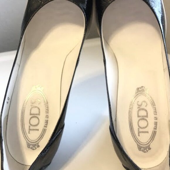 TOD'S Made in Italy Aspen Black Patent Platform Pump Driving Heels 9.5 MSRP $800 - Picture 8 of 8